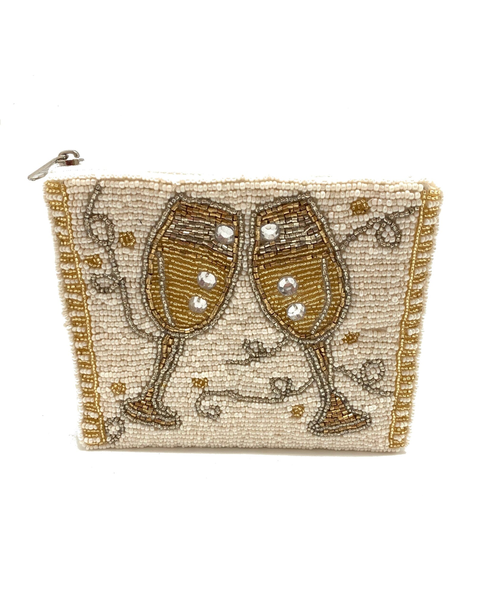 Champagne Beaded Coin Pouch