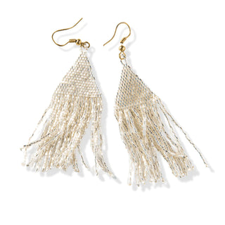 Lexie Silver Beaded Fringe Earrings