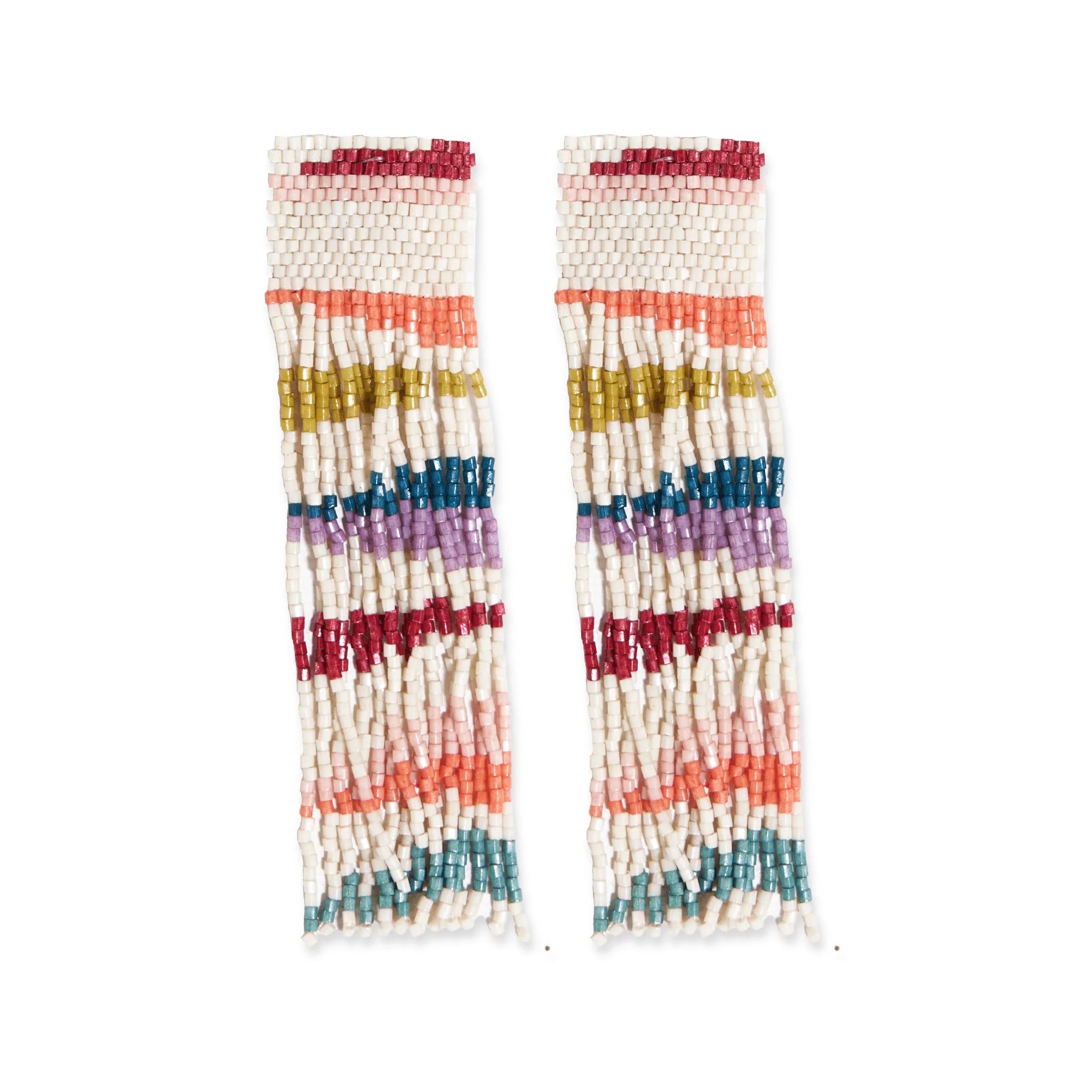 Belle Rainbow Beaded Fringe Earrings