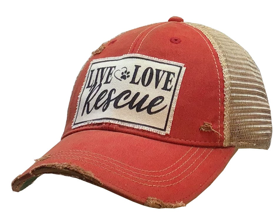Live Love Rescue Distressed Trucker Hat