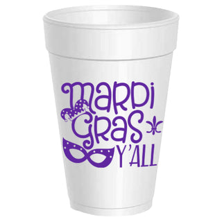 Mardi Gras Y'all Styrofoam Cups