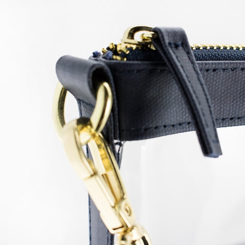 Clear Small Crossbody w/ Navy & Gold Accents