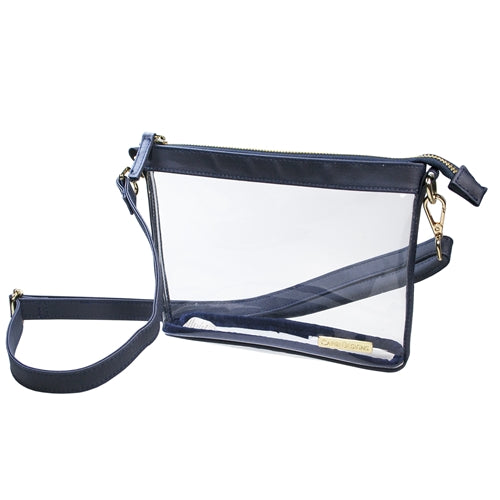 Clear Small Crossbody w/ Navy & Gold Accents
