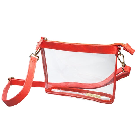 Clear Small Crossbody w/ Orange & Gold Accents
