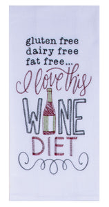Wine Diet Embroidered Towel