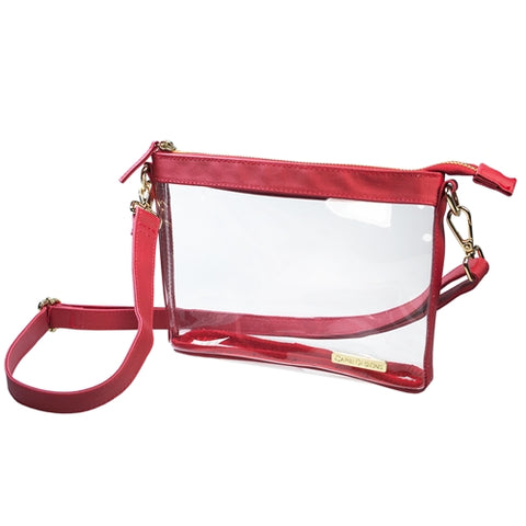 Clear Small Crossbody w/ Red & Gold Accents