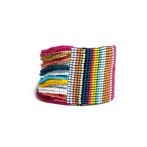 Olive Vertical Stripe Rainbow Stretch Bracelet