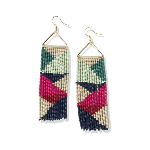 Hot Pink Navy Triangle Earrings