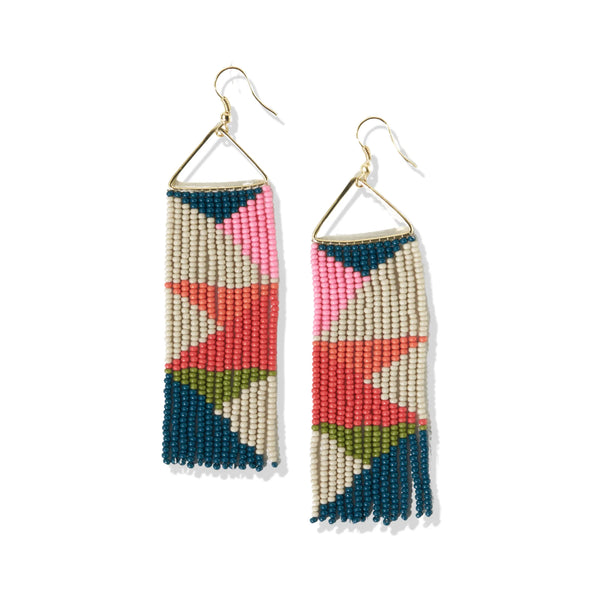 Peacock Pink Triangle Earrings