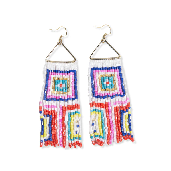 Brooke Neon Squares Fringe Earrings