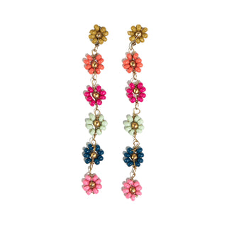Amanda Rainbow Flower Beaded Earrings