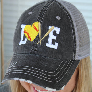 Softball Love Ball Cap