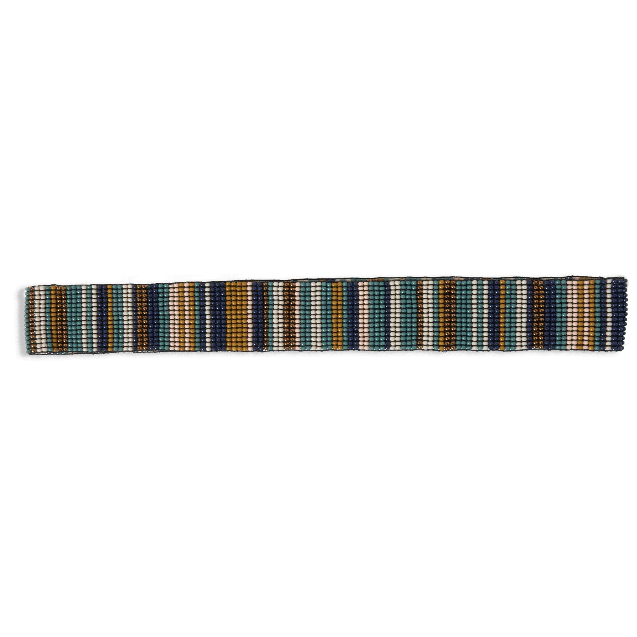 Teal Navy Stripe Seed Bead Hat Band