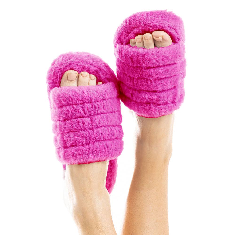 Solid Faux Fur Slippers