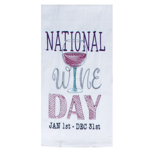 National Wine Day Embroidered Towel
