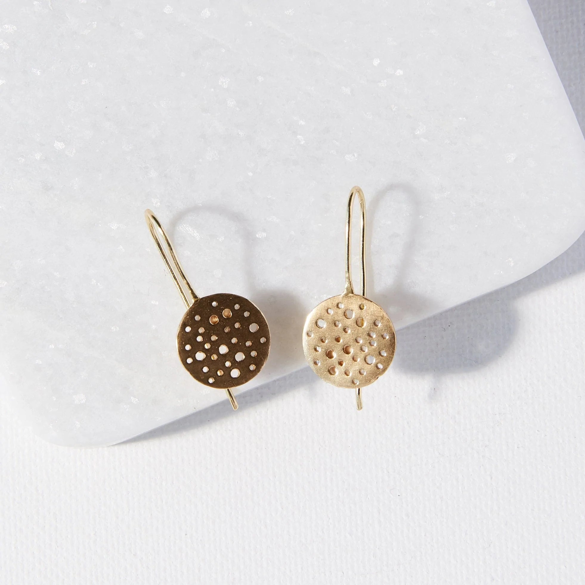 Brass Circle Drop Earrings