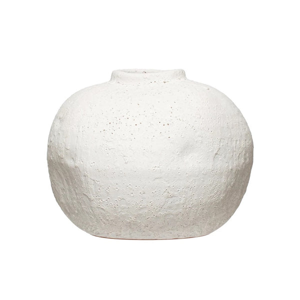Terracotta Vase w/Matte White Finish