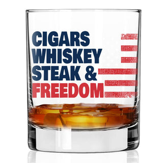 Whiskey, Steak & Freedom Whiskey Glass