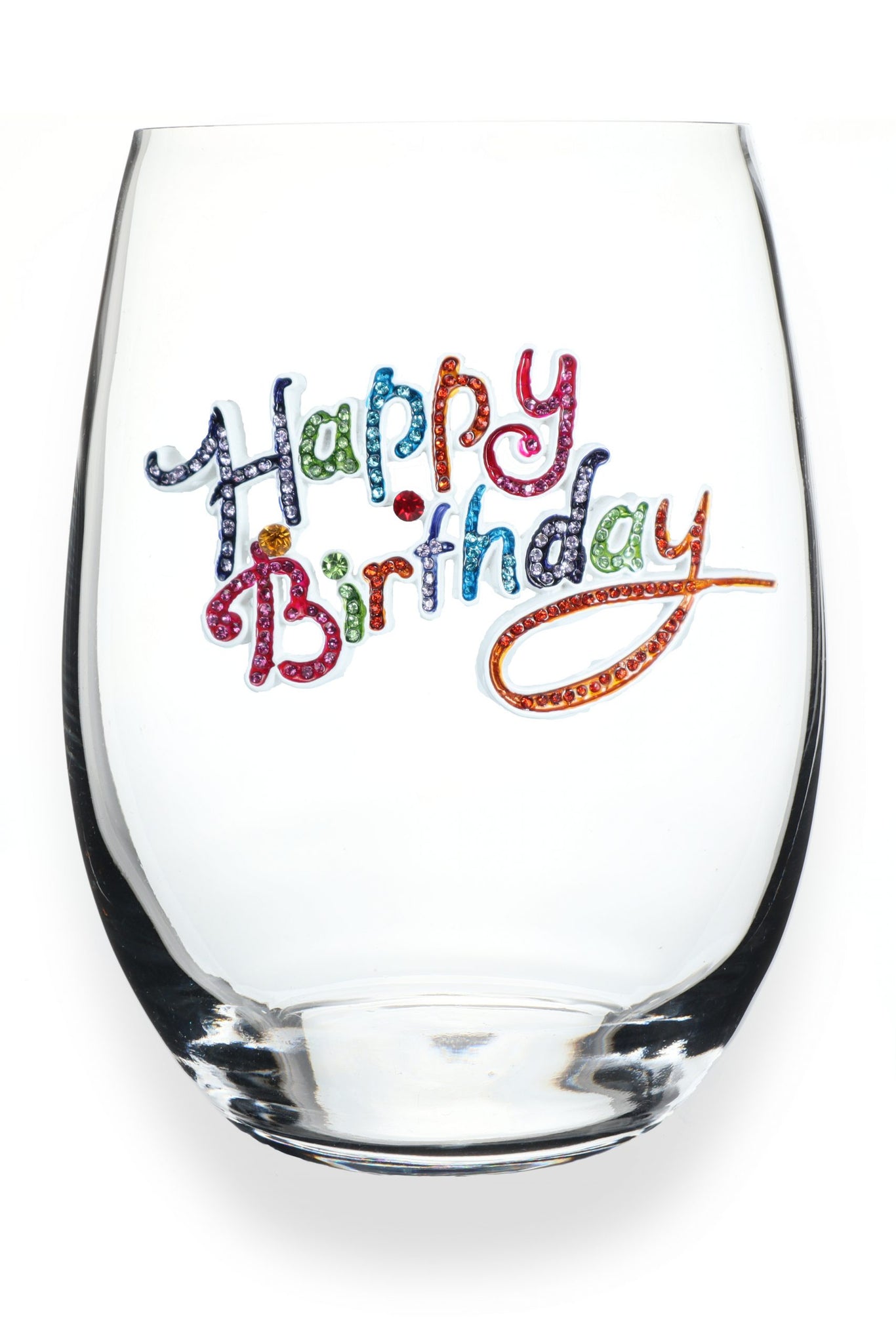Happy Birthday Wine Glass - Stemless