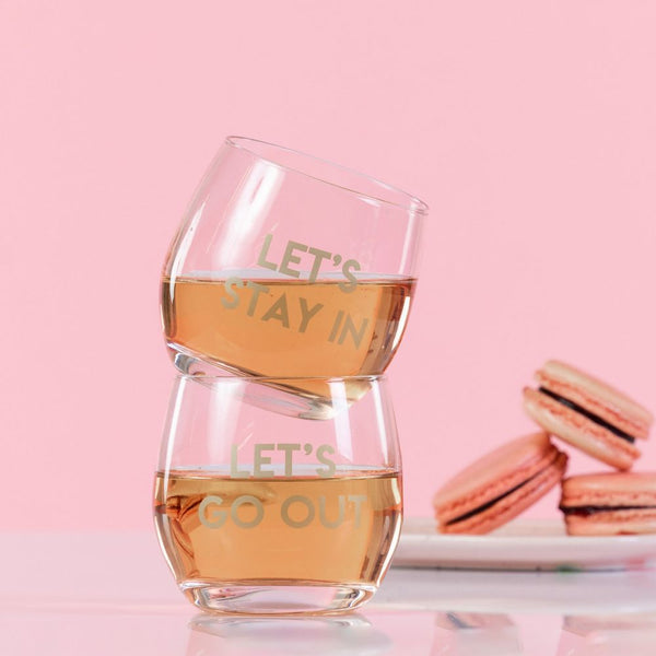 Let's Stay In/Let's Go Out Mini Wine Glasses